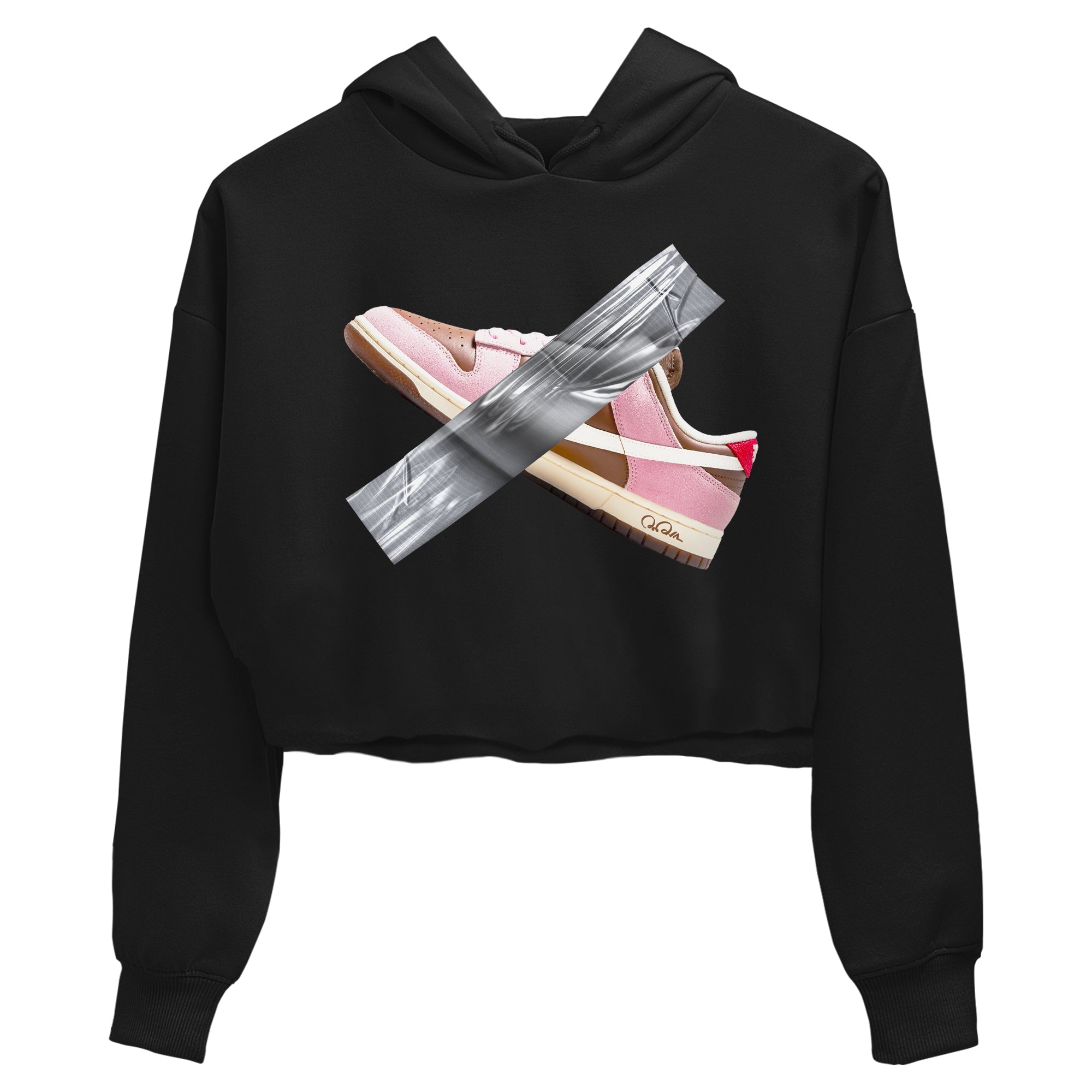 Dunk Cacao Wow And Pink Foam shirts to match jordans Duct Tape sneaker match tees Dunk Cacao Wow And Pink Foam SNRT Sneaker Tees streetwear brand Black 2 crop tee
