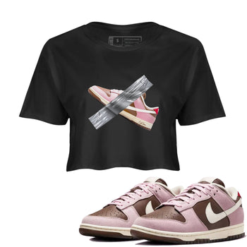 Dunk Cacao Wow And Pink Foam shirts to match jordans Duct Tape sneaker match tees Dunk Cacao Wow And Pink Foam SNRT Sneaker Tees streetwear brand Black 1 crop tee