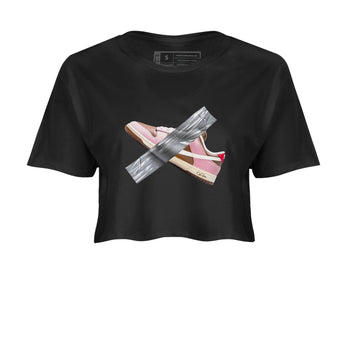 Dunk Cacao Wow And Pink Foam shirts to match jordans Duct Tape sneaker match tees Dunk Cacao Wow And Pink Foam SNRT Sneaker Tees streetwear brand Black 2 crop tee