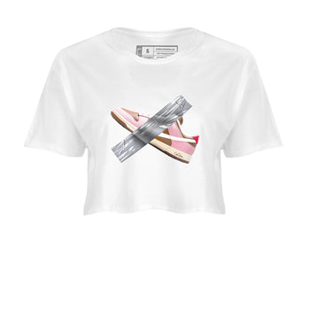 Dunk Cacao Wow And Pink Foam shirts to match jordans Duct Tape sneaker match tees Dunk Cacao Wow And Pink Foam SNRT Sneaker Tees streetwear brand White 2 crop tee