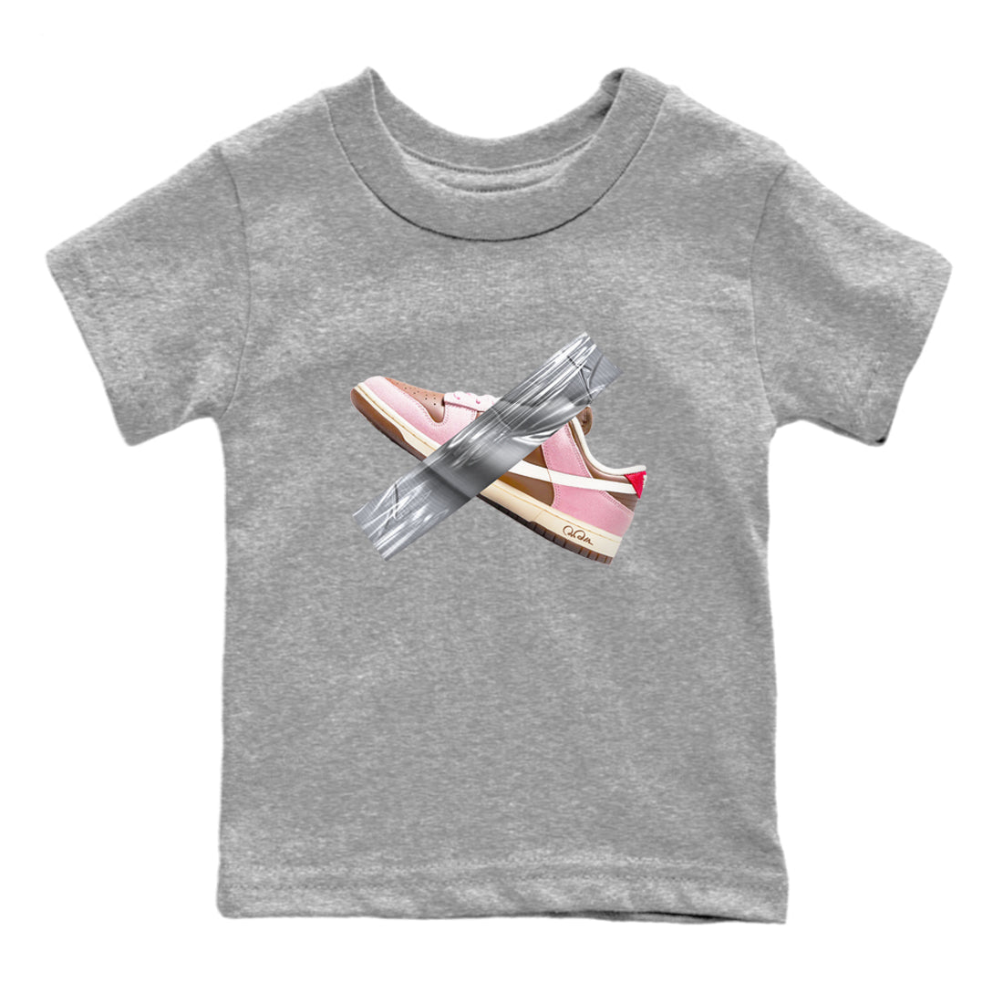 Dunk Cacao Wow And Pink Foam shirts to match jordans Duct Tape sneaker match tees Dunk Cacao Wow And Pink Foam SNRT Sneaker Tees streetwear brand Baby and Youth Heather Grey 2 cotton tee
