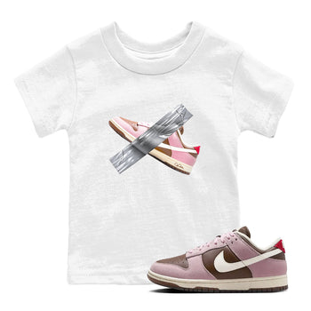 Dunk Cacao Wow And Pink Foam shirts to match jordans Duct Tape sneaker match tees Dunk Cacao Wow And Pink Foam SNRT Sneaker Tees streetwear brand Baby and Youth White 1 cotton tee