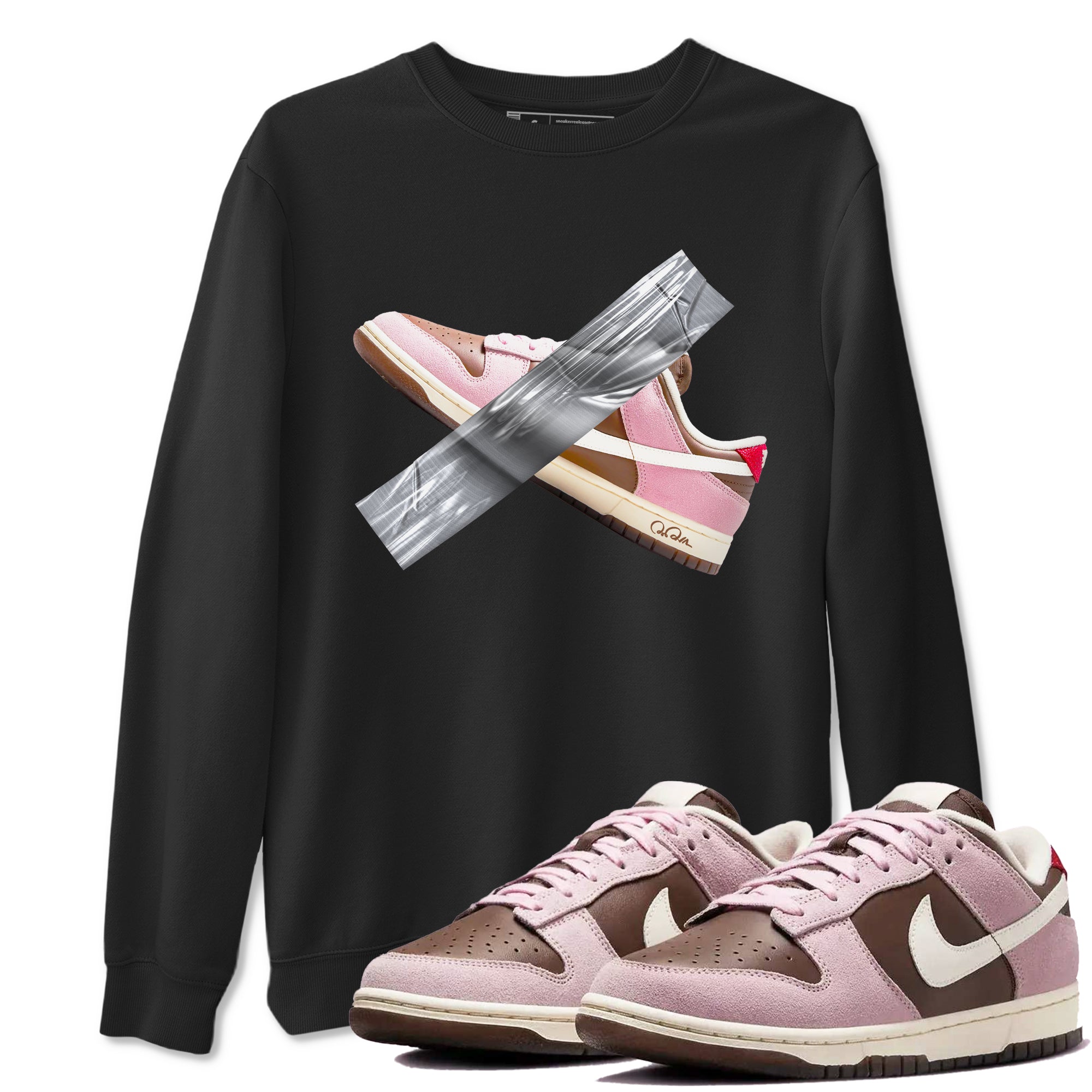 Dunk Cacao Wow And Pink Foam shirts to match jordans Duct Tape sneaker match tees Dunk Cacao Wow And Pink Foam SNRT Sneaker Tees streetwear brand Black 1 unisex cotton tee