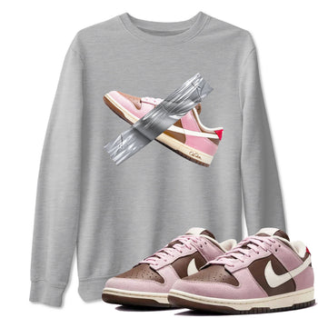 Dunk Cacao Wow And Pink Foam shirts to match jordans Duct Tape sneaker match tees Dunk Cacao Wow And Pink Foam SNRT Sneaker Tees streetwear brand Heather Grey 1 unisex cotton tee