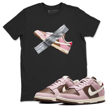 Dunk Cacao Wow And Pink Foam shirts to match jordans Duct Tape sneaker match tees Dunk Cacao Wow And Pink Foam SNRT Sneaker Tees streetwear brand Black 1 unisex cotton tee