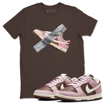 Dunk Cacao Wow And Pink Foam shirts to match jordans Duct Tape sneaker match tees Dunk Cacao Wow And Pink Foam SNRT Sneaker Tees streetwear brand Dark Chocolate 1 unisex cotton tee