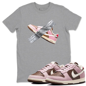 Dunk Cacao Wow And Pink Foam shirts to match jordans Duct Tape sneaker match tees Dunk Cacao Wow And Pink Foam SNRT Sneaker Tees streetwear brand Heather Grey 1 unisex cotton tee