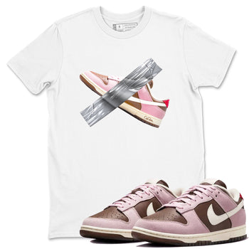 Dunk Cacao Wow And Pink Foam shirts to match jordans Duct Tape sneaker match tees Dunk Cacao Wow And Pink Foam SNRT Sneaker Tees streetwear brand White 1 unisex cotton tee