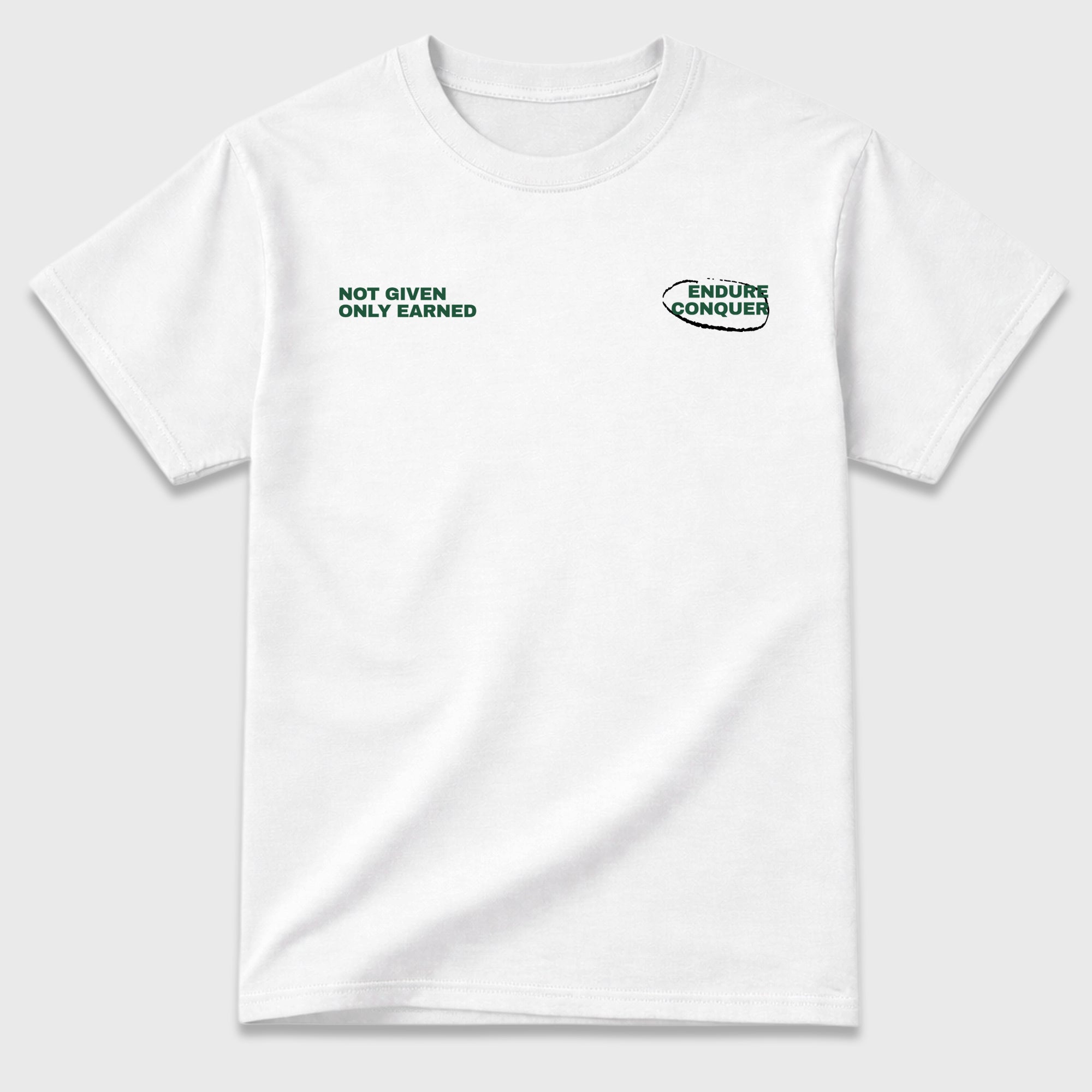 Earned Glory Graphic T-Shirt designed to match the Air Jordan 12 Summit White and Gorge Green sneakers, a sneaker matching shirt for a coordinated sneaker outfit.