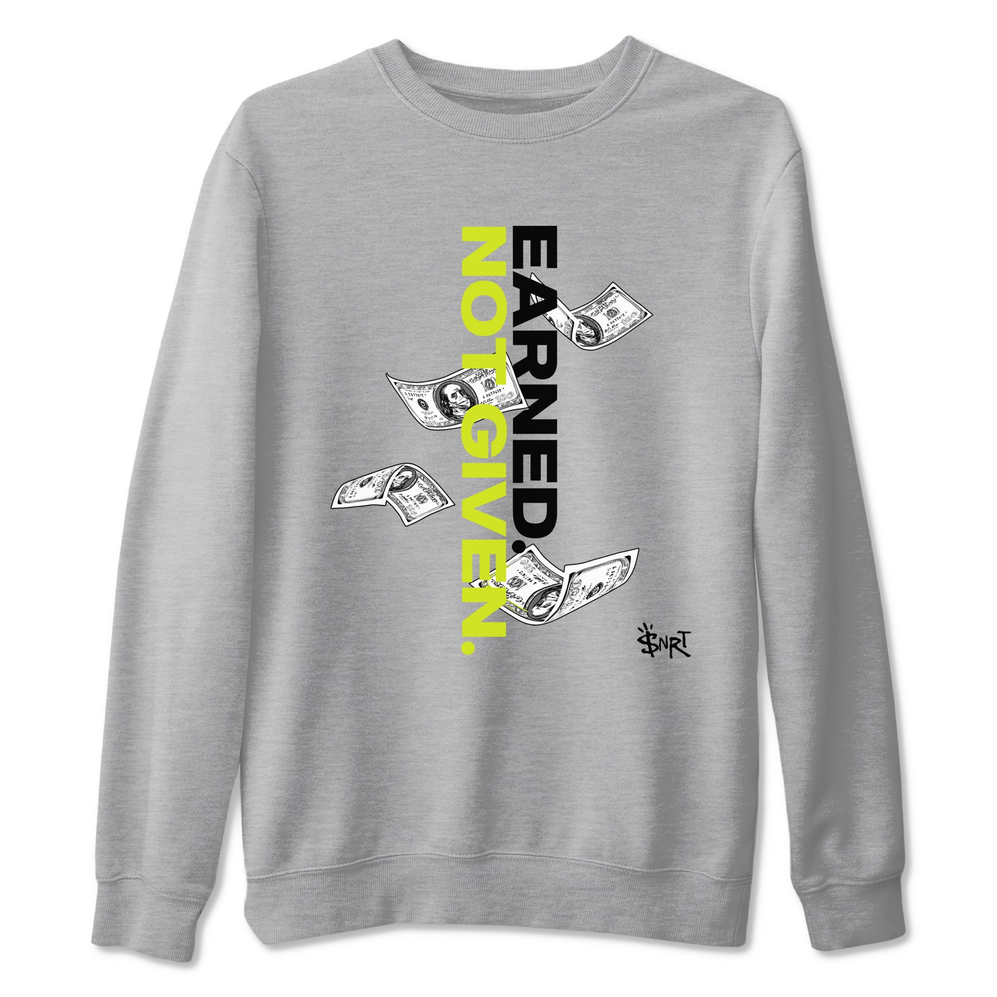 Foams One Black Volt shirts to match jordans Earned Not Given sneaker match tees Air Foamposite One Black and Volt match shoes to clothes SNRT Sneaker Tees unisex cotton Heather Grey 2 shirts