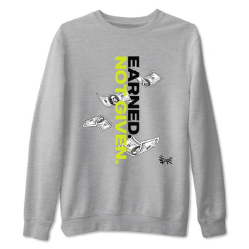 Foams One Black Volt shirts to match jordans Earned Not Given sneaker match tees Air Foamposite One Black and Volt match shoes to clothes SNRT Sneaker Tees unisex cotton Heather Grey 2 shirts