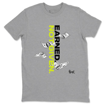 Foams One Black Volt shirts to match jordans Earned Not Given sneaker match tees Air Foamposite One Black and Volt match shoes to clothes SNRT Sneaker Tees unisex cotton Heather Grey 2 shirts