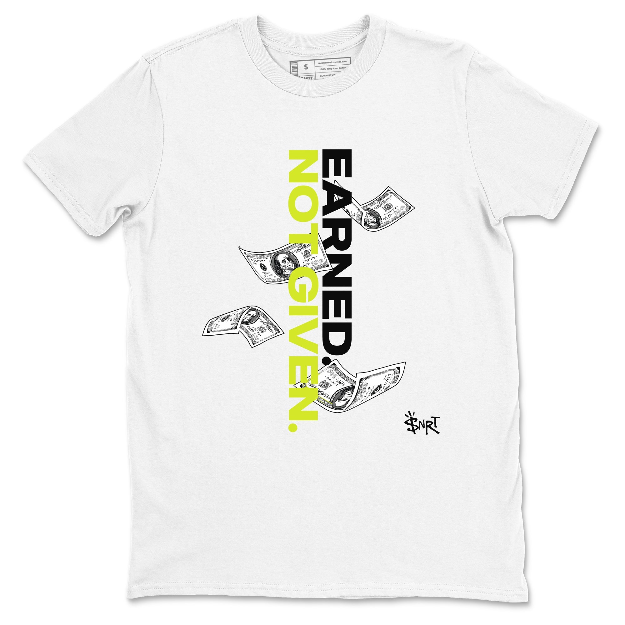 Foams One Black Volt shirts to match jordans Earned Not Given sneaker match tees Air Foamposite One Black and Volt match shoes to clothes SNRT Sneaker Tees unisex cotton White 2 shirts