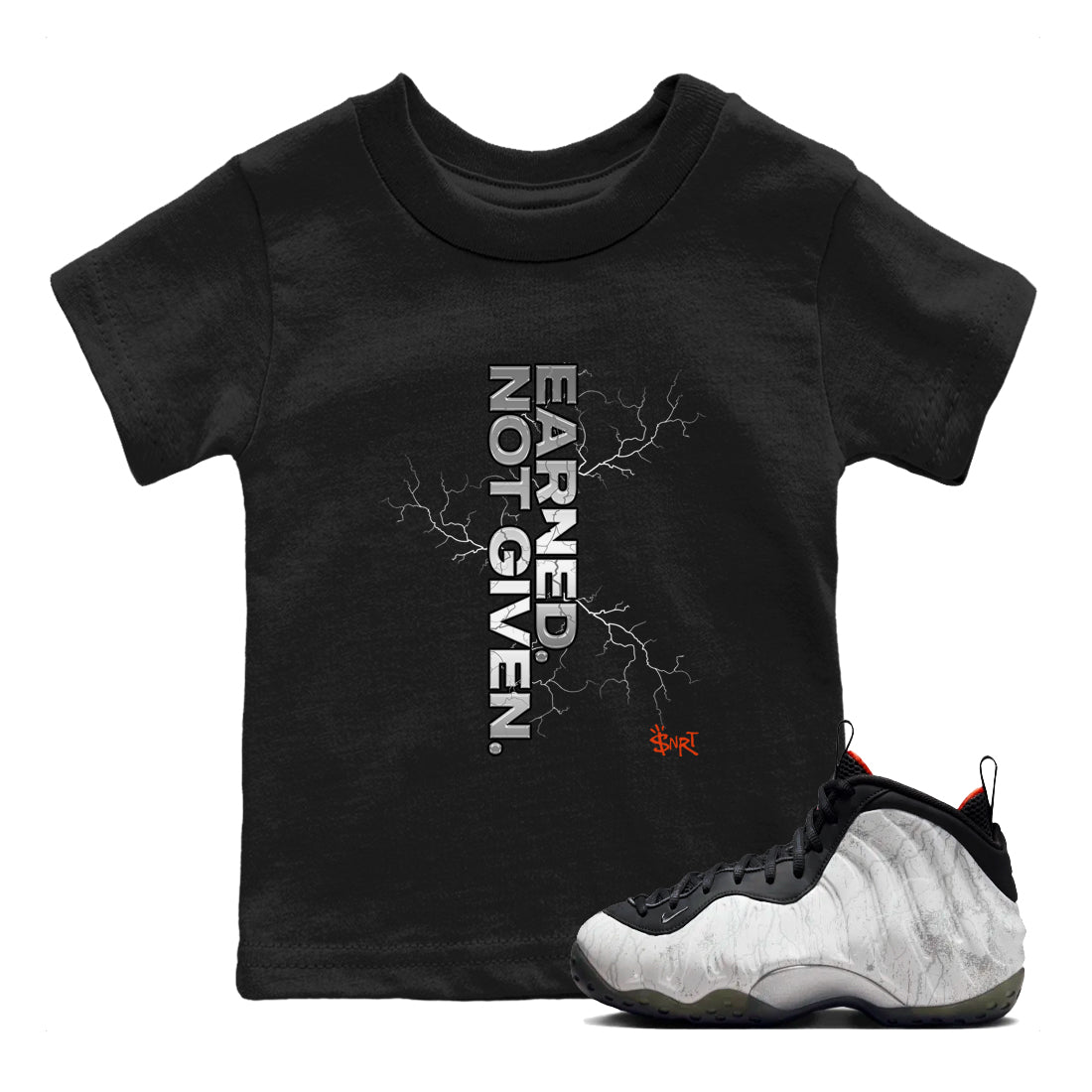 Foams One Jin shirts to match jordans Earned Not Given sneaker match tees Air Foamposite One Jin match shoes to clothes SNRT Sneaker Tees Youth Baby Black 1 tee
