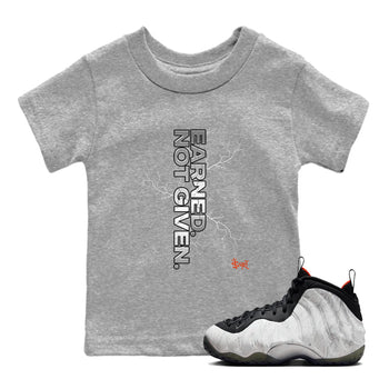 Foams One Jin shirts to match jordans Earned Not Given sneaker match tees Air Foamposite One Jin match shoes to clothes SNRT Sneaker Tees Youth Baby Heather Grey 1 tee
