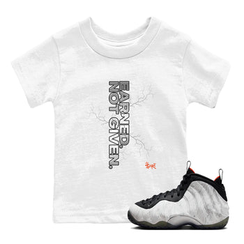 Foams One Jin shirts to match jordans Earned Not Given sneaker match tees Air Foamposite One Jin match shoes to clothes SNRT Sneaker Tees Youth Baby White 1 tee