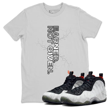 Foams One Jin shirts to match jordans Earned Not Given sneaker match tees Air Foamposite One Jin match shoes to clothes SNRT Sneaker Tees unisex cotton Silver 1 shirts