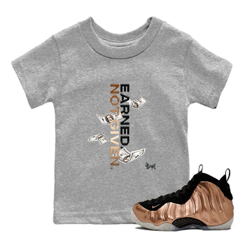 Air Foamposite One Metallic Copper shirts to match jordans Earned Not Given sneaker match tees Air Foamposite One Metallic Copper SNRT Sneaker Release Tees Youth Baby Heather Grey 1 crew neck shirts