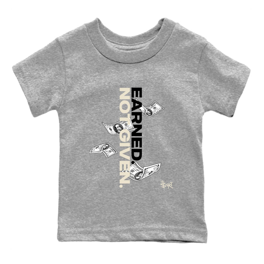 Sneaker Threads – Sneaker Tees To Match Air Foamposite One Pearl – Earned Not Given Youth Graphic Tee Heather Grey 2. Perfect for Jordan releases 2025 colorways.