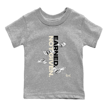 Sneaker Threads – Sneaker Tees To Match Air Foamposite One Pearl – Earned Not Given Youth Graphic Tee Heather Grey 2. Perfect for Jordan releases 2025 colorways.