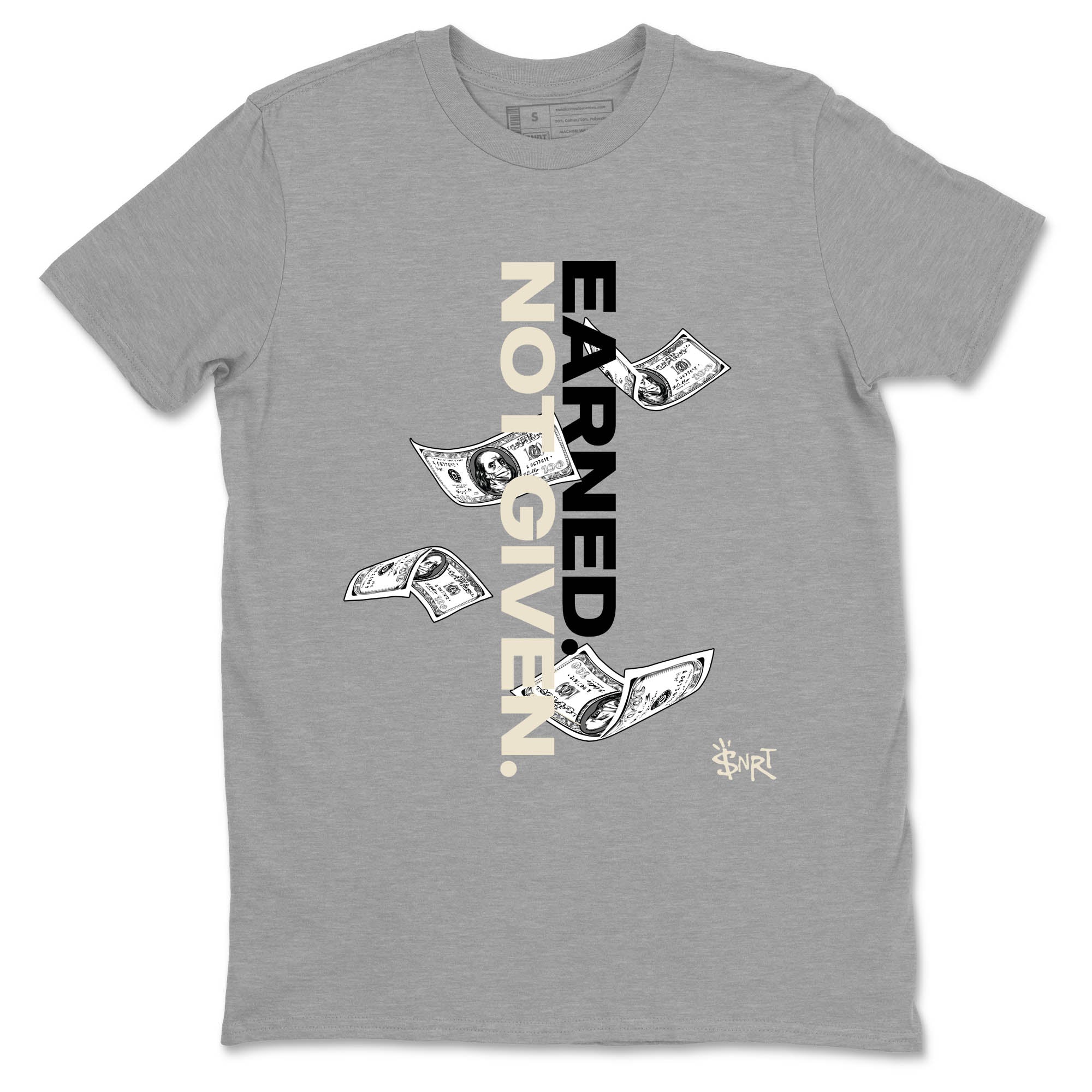 Sneaker Threads – Sneaker Tees To Match Air Foamposite One Pearl – Earned Not Given Graphic Tee Heather Grey 2. Perfect for Jordan releases 2025 colorways.