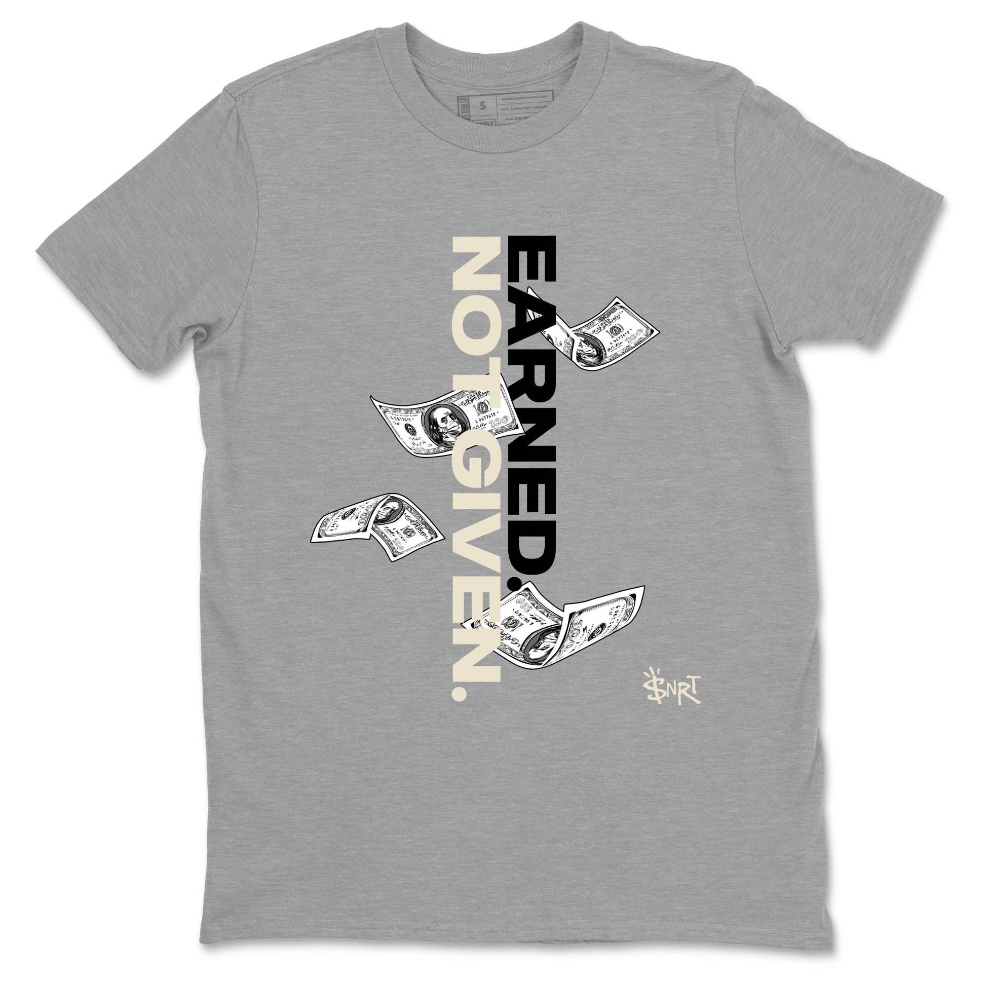 Sneaker Threads – Sneaker Tees To Match Air Foamposite One Pearl – Earned Not Given Graphic Tee Heather Grey 2. Perfect for Jordan releases 2025 colorways.