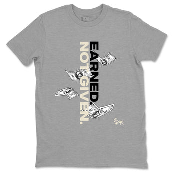 Sneaker Threads – Sneaker Tees To Match Air Foamposite One Pearl – Earned Not Given Graphic Tee Heather Grey 2. Perfect for Jordan releases 2025 colorways.