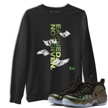 Best Christmas gifts for sneakerheads - Sneaker Tees To Match Air Foamposite One Pine Green Sneakers – Earned Not Given Tee Black 1