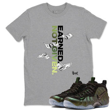 Best Christmas gifts for sneakerheads - Sneaker Tees To Match Air Foamposite One Pine Green Sneakers – Earned Not Given Tee Heather Grey 1