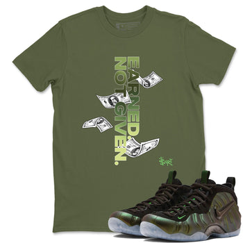 Best Christmas gifts for sneakerheads - Sneaker Tees To Match Air Foamposite One Pine Green Sneakers – Earned Not Given Tee Military Green 1