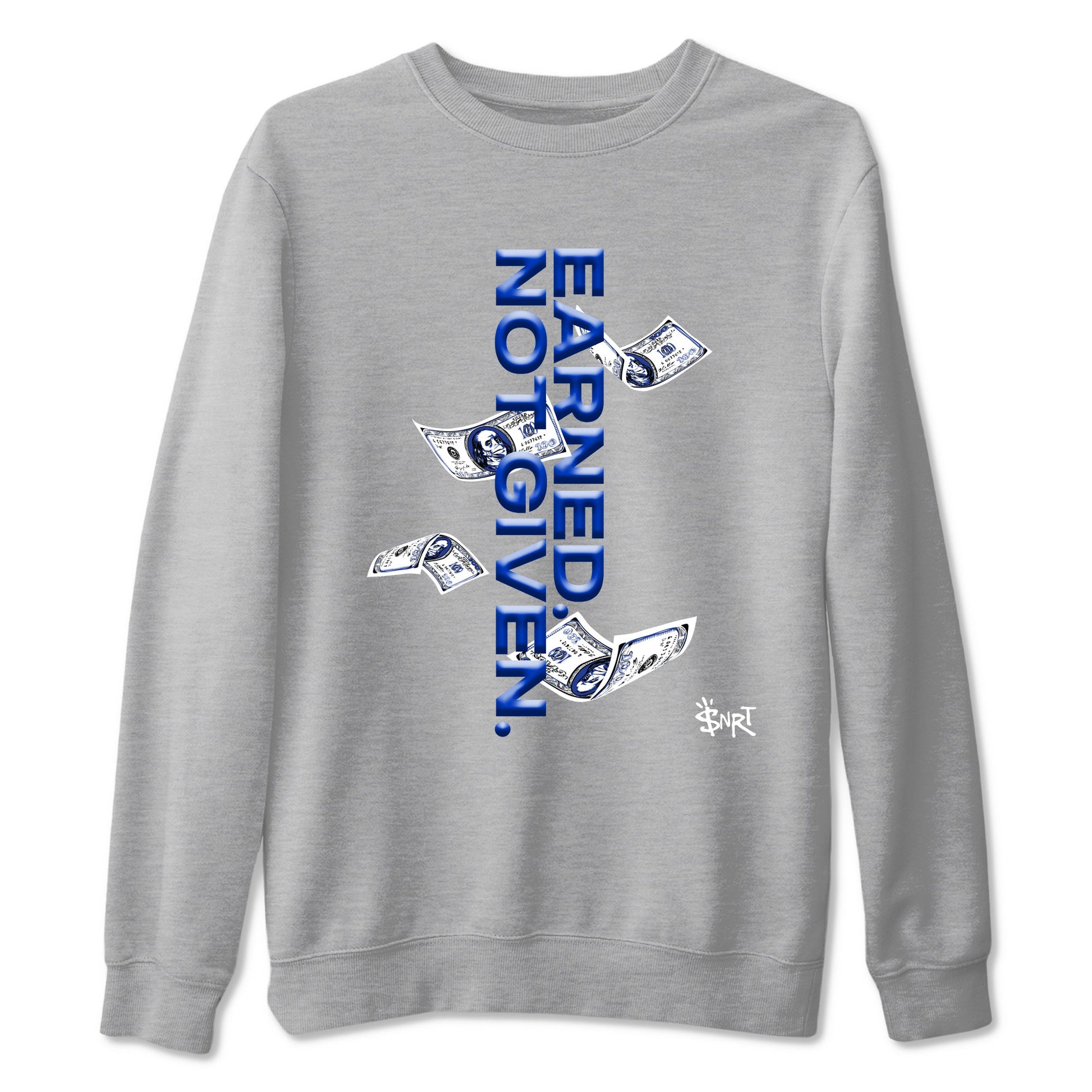Air Foamposite One Royal shirts to match jordans Earned Not Given sneaker match tees Air Foamposite One Royal SNRT Sneaker Release Tees unisex cotton Heather Grey 2 crew neck shirts