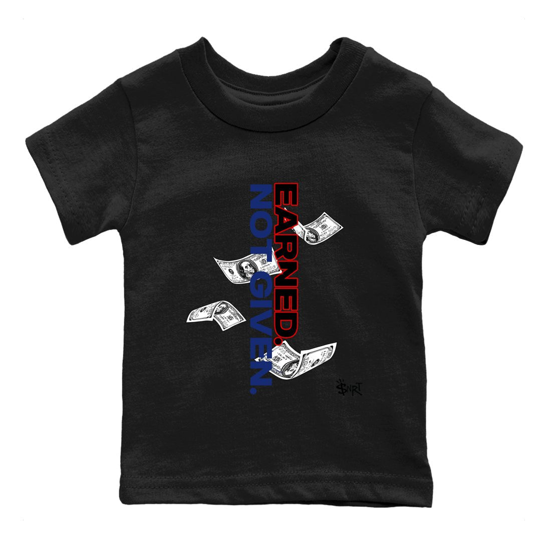 1s Rare Air shirts to match jordans Earned Not Given sneaker match tees Air Jordan 1 High OG Rare Air Deep Royal Blue match shoes to clothes SNRT Sneaker Tees Youth Baby Black 2 tee
