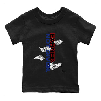 1s Rare Air shirts to match jordans Earned Not Given sneaker match tees Air Jordan 1 High OG Rare Air Deep Royal Blue match shoes to clothes SNRT Sneaker Tees Youth Baby Black 2 tee
