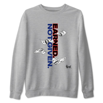1s Rare Air shirts to match jordans Earned Not Given sneaker match tees Air Jordan 1 High OG Rare Air Deep Royal Blue match shoes to clothes SNRT Sneaker Tees unisex cotton Heather Grey 2 shirts