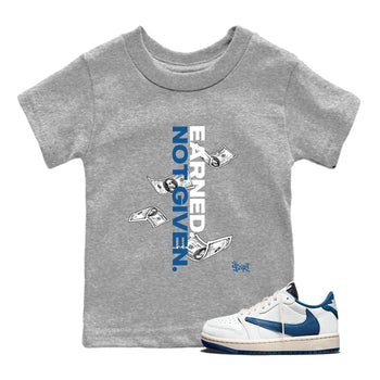 Sneaker Threads – Sneaker Threads To Match Air Jordan 1 Travis Scott Fragment Shoes – Earned Not Given Kids T-Shirt Heather Grey 1