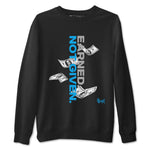 Earned Not Given sneaker match t-shirt styled to complete your fit with the Air Jordan 1 UNC Reimagined sneakers, shown in Black 2.
