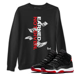 11s Bred Velvet shirts to match jordans Earned Not Given sneaker match tees Air Jordan 11 Retro Bred Velvet match shoes to clothes SNRT Sneaker Tees unisex cotton Black 1 shirts