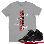 11s Bred Velvet shirts to match jordans Earned Not Given sneaker match tees Air Jordan 11 Retro Bred Velvet match shoes to clothes SNRT Sneaker Tees unisex cotton Heather Grey 1 shirts