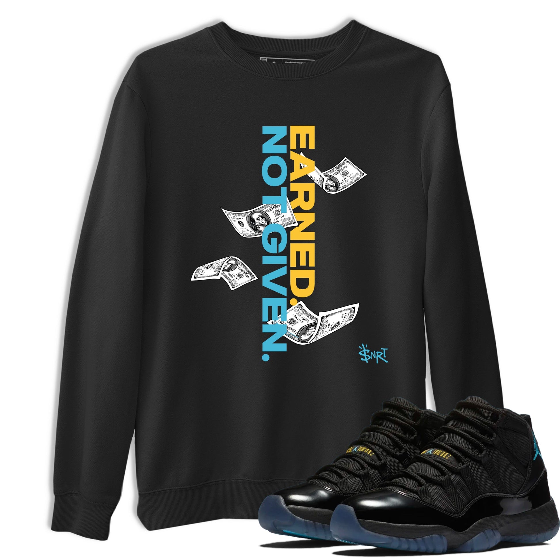 Sneaker match tees – Sneaker Tees To Match Air Jordan 11 Gamma Shoes – Earned Not Given Tee Black 1