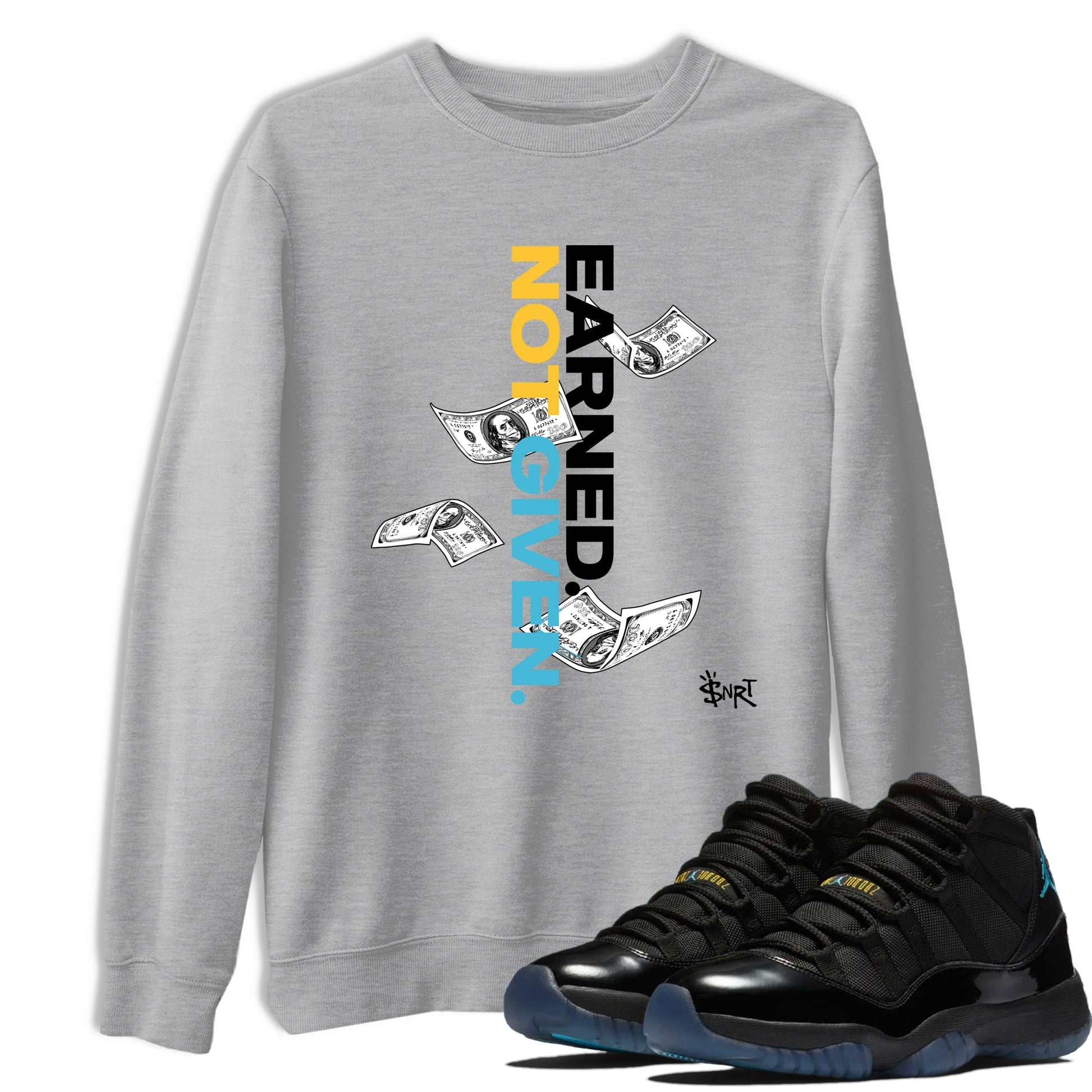 Sneaker match tees – Sneaker Tees To Match Air Jordan 11 Gamma Shoes – Earned Not Given Tee Heather Grey 1