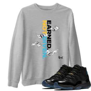 Sneaker match tees – Sneaker Tees To Match Air Jordan 11 Gamma Shoes – Earned Not Given Tee Heather Grey 1