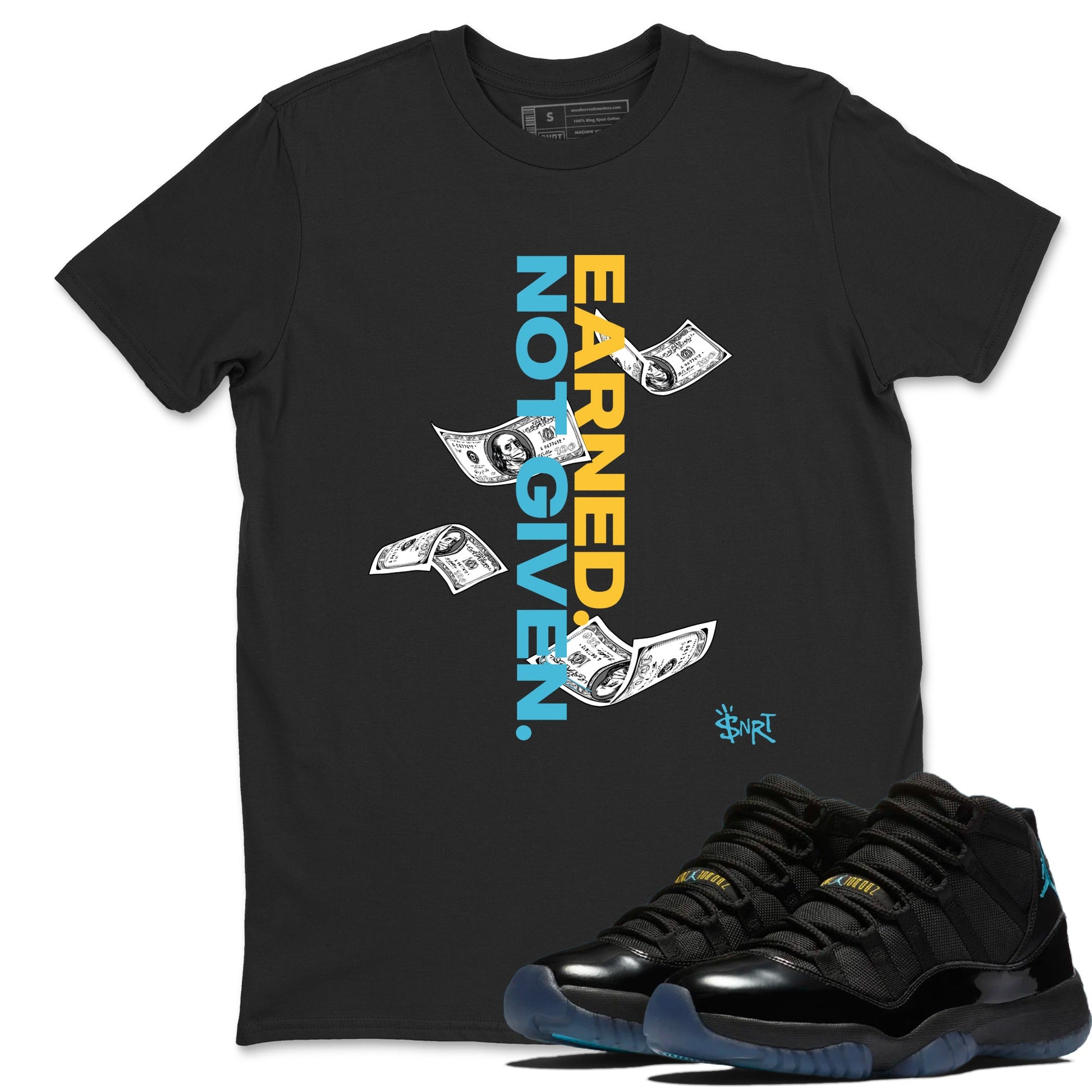 Sneaker match tees – Sneaker Tees To Match Air Jordan 11 Gamma Shoes – Earned Not Given Tee Black 1