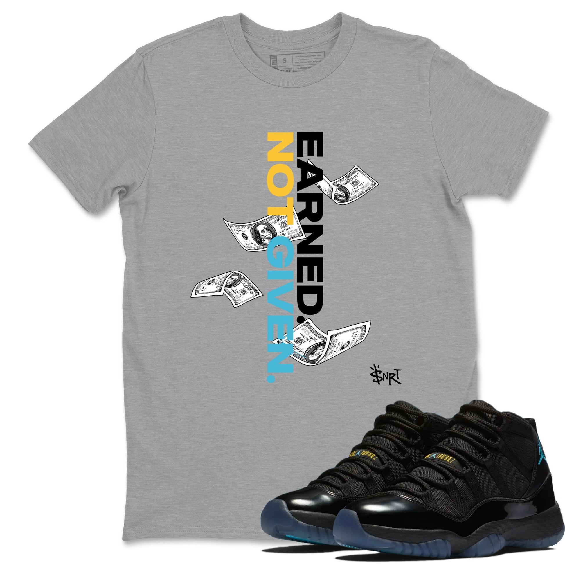 Sneaker match tees – Sneaker Tees To Match Air Jordan 11 Gamma Shoes – Earned Not Given Tee Heather Grey 1