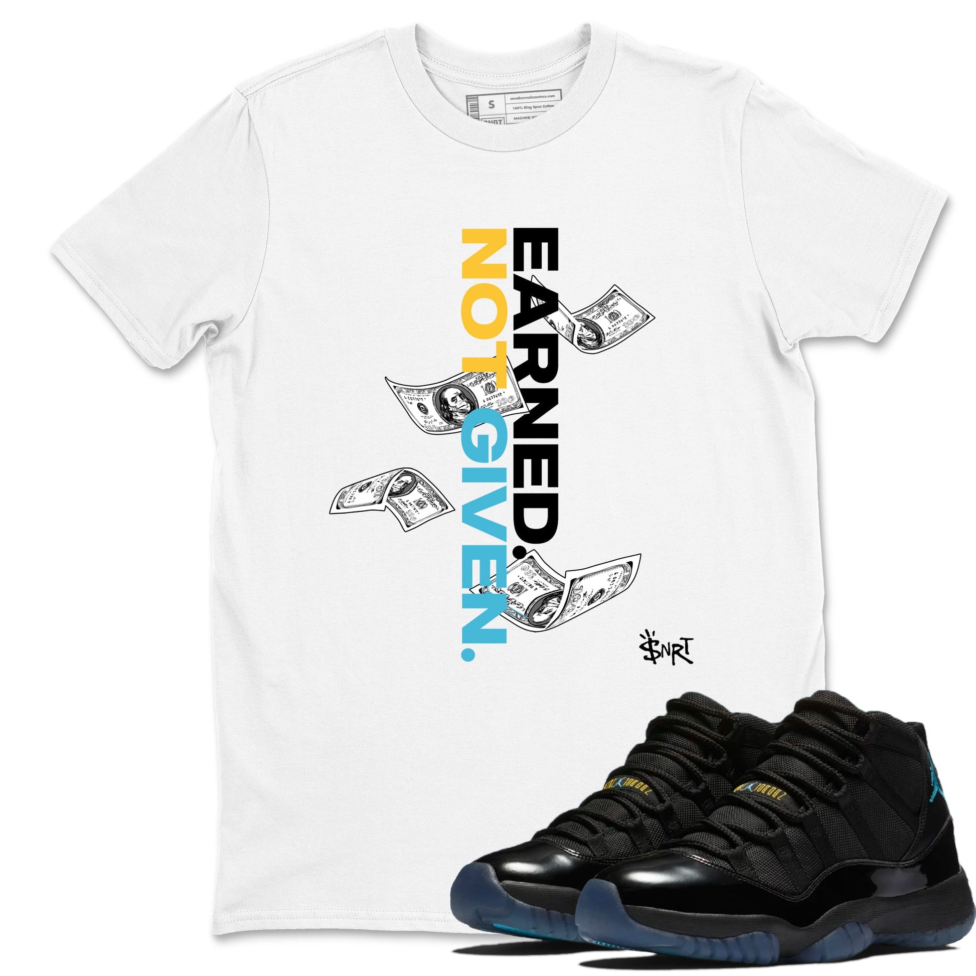 Sneaker match tees – Sneaker Tees To Match Air Jordan 11 Gamma Shoes – Earned Not Given Tee White 1