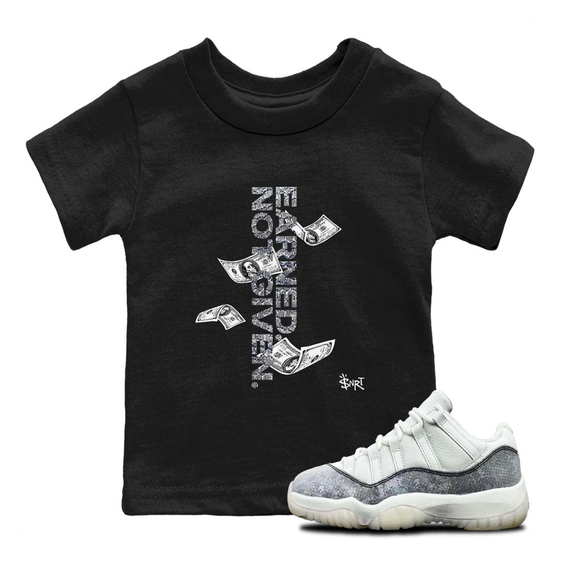 11s Year Of The Snake shirts to match jordans  Earned Not Given shirts to match jordans Air Jordan 11 Retro Low Year Of The Snake match shoes to clothes SNRT Sneaker Tees Youth Baby Black 1 tee