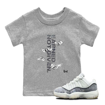 11s Year Of The Snake shirts to match jordans  Earned Not Given shirts to match jordans Air Jordan 11 Retro Low Year Of The Snake match shoes to clothes SNRT Sneaker Tees Youth Baby Heather Grey 1 tee