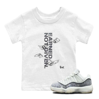 11s Year Of The Snake shirts to match jordans  Earned Not Given shirts to match jordans Air Jordan 11 Retro Low Year Of The Snake match shoes to clothes SNRT Sneaker Tees Youth Baby White 1 tee
