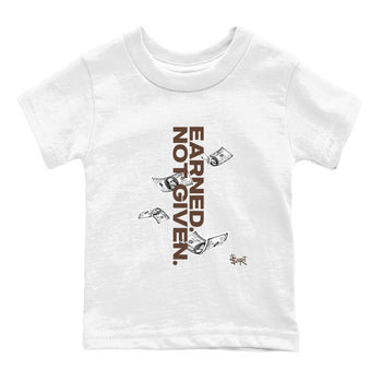 AJ12 Baroque Brown shirts to match jordans Earned Not Given best t shirts to wear with jordans SoleFly x Jordan 12 Baroque Brown match shoes to clothes SNRT Sneaker Tees Youth Baby White 2 tee
