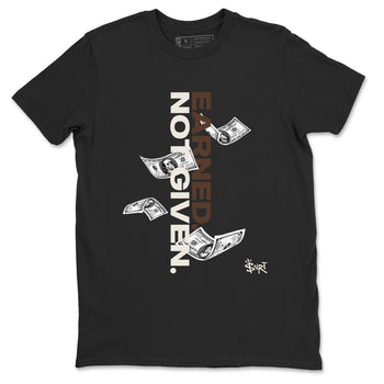 AJ12 Baroque Brown shirts to match jordans Earned Not Given best t shirts to wear with jordans SoleFly x Jordan 12 Baroque Brown match shoes to clothes SNRT Sneaker Tees unisex cotton Black 2 shirts