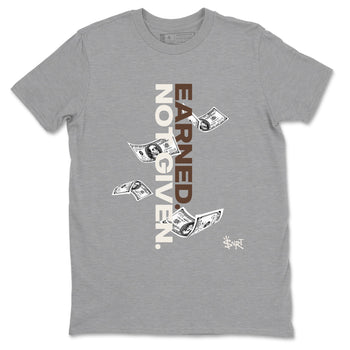 AJ12 Baroque Brown shirts to match jordans Earned Not Given best t shirts to wear with jordans SoleFly x Jordan 12 Baroque Brown match shoes to clothes SNRT Sneaker Tees unisex cotton Heather Grey 2 shirts